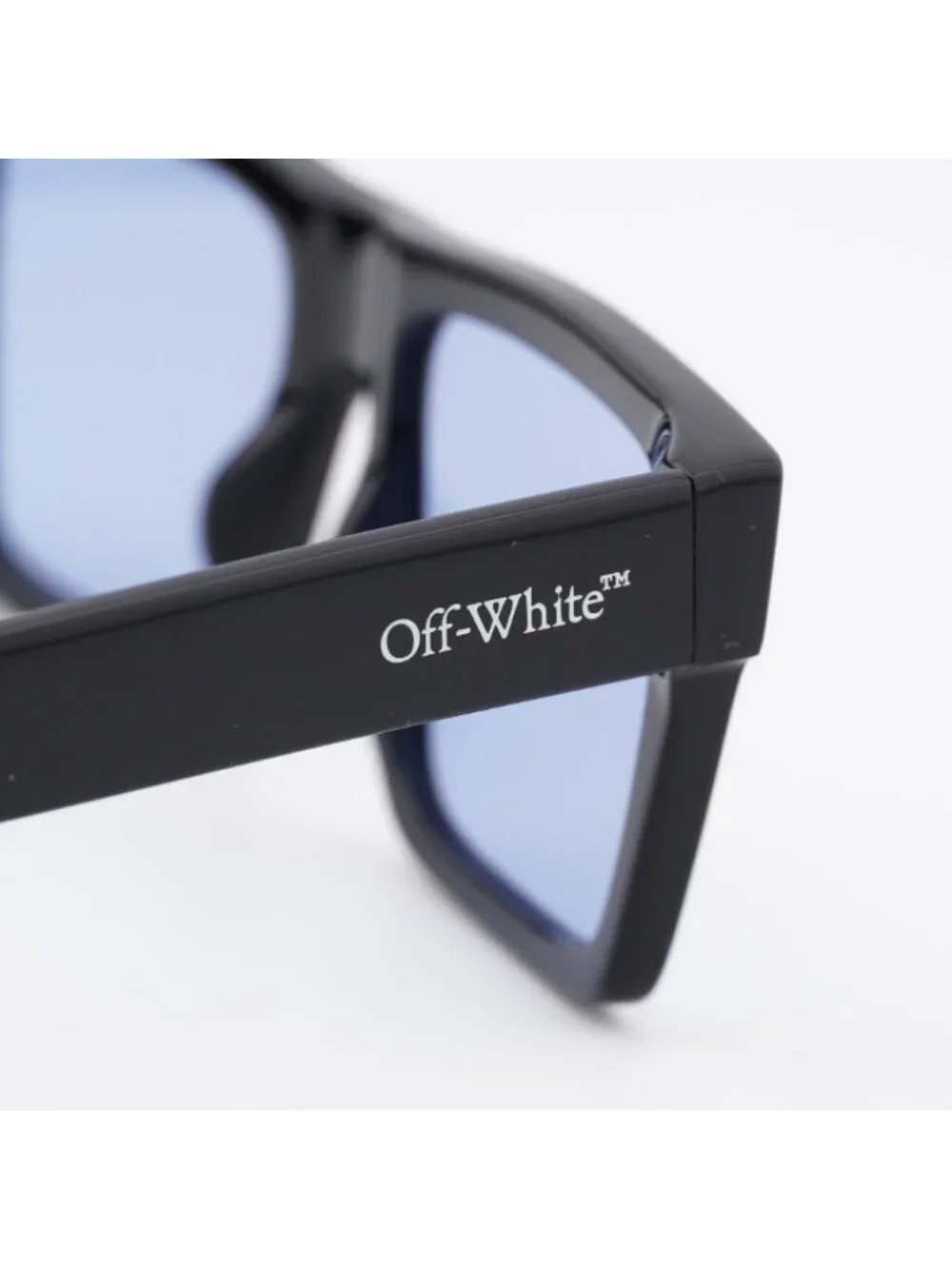 Off-White OERI109 LAWTON 1040 Sunglasses Shiny Black Square Frame, Blue Lenses